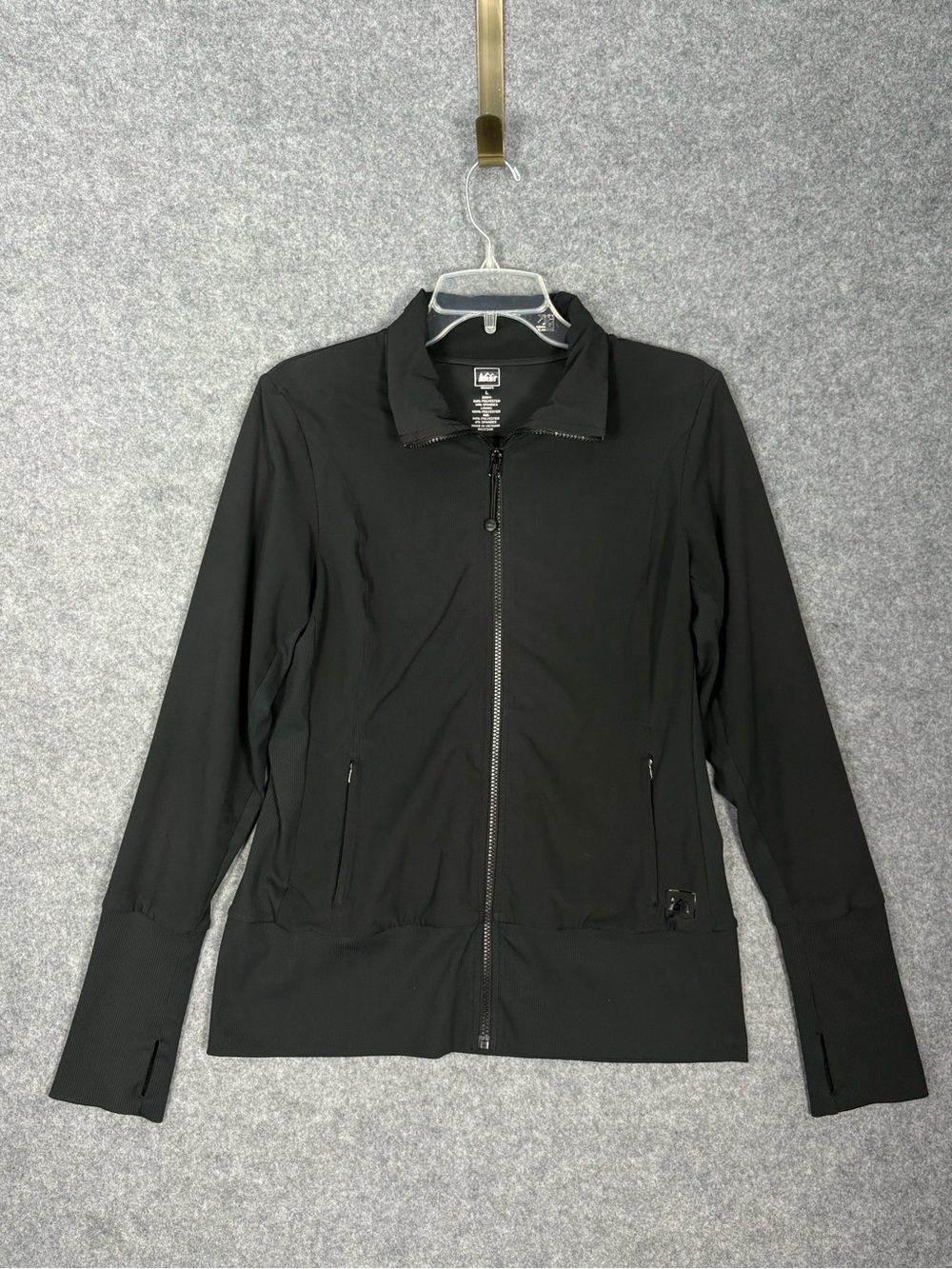 REI Black Full Zip Stretch Performance Jacket Women’s Large